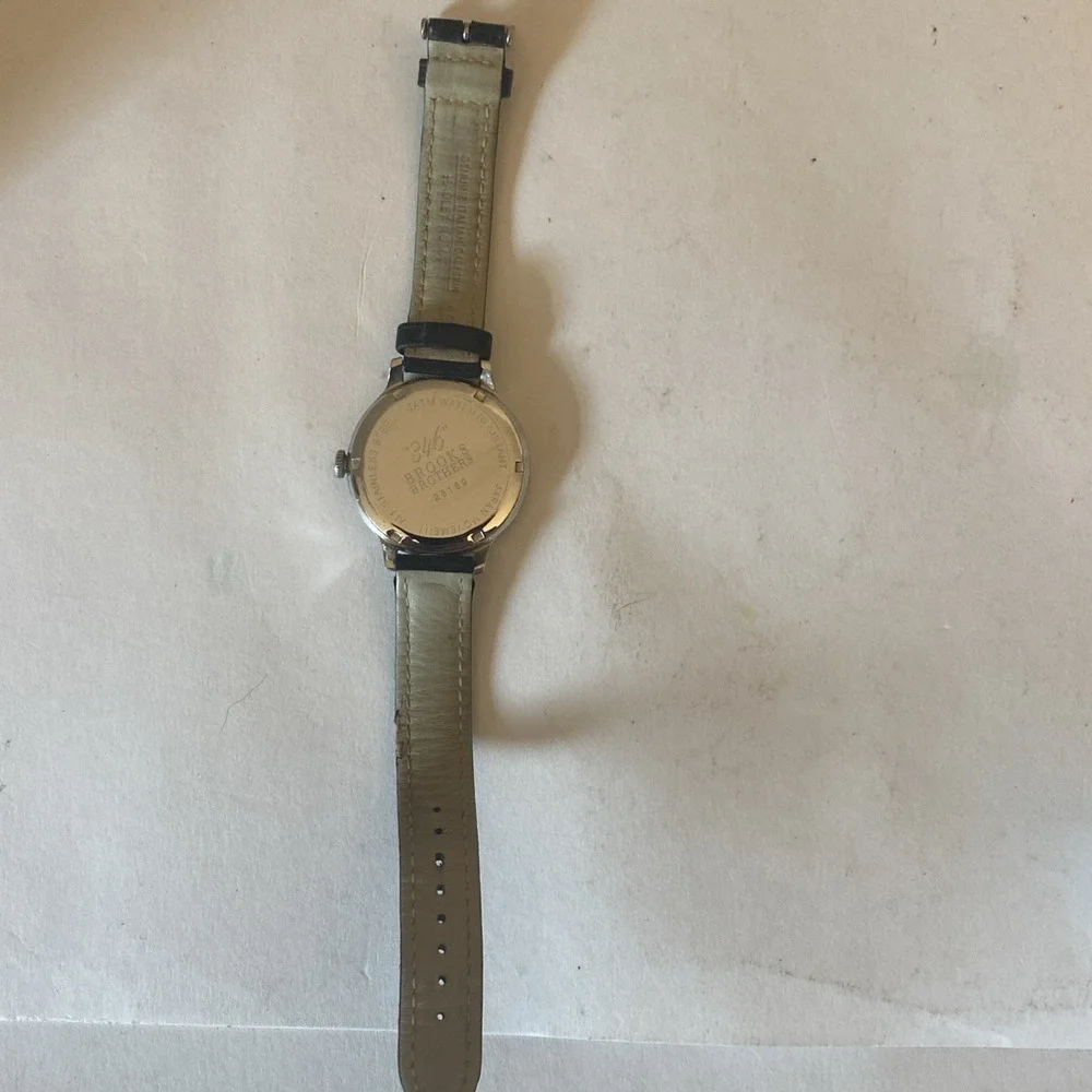 Brooks Brothers 346 Watch 38mm Mens 28189 Leather Date Stainless New Battery
